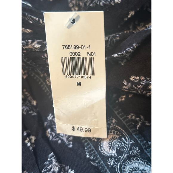 NWT Old Navy Black Patterned Dress Long Sleeves V Neck Elastic at Waist Sz Med - Picture 4 of 7